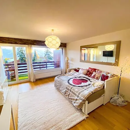 Studio Cosy Au Calme Avec Terrasse Vue Sur Alpes Crans-Montana Exterior photo